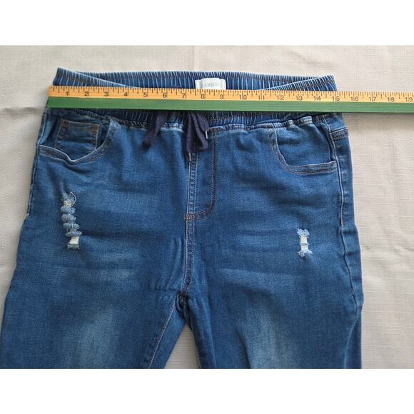 Bamboo Elastic Waist Distressed Jean Joggers Woman's Size Large (30 x 26 1/2) - Picture 4 of 6